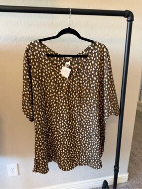 Sew In Love Brown and Cream Leopard Print Women's Blouse